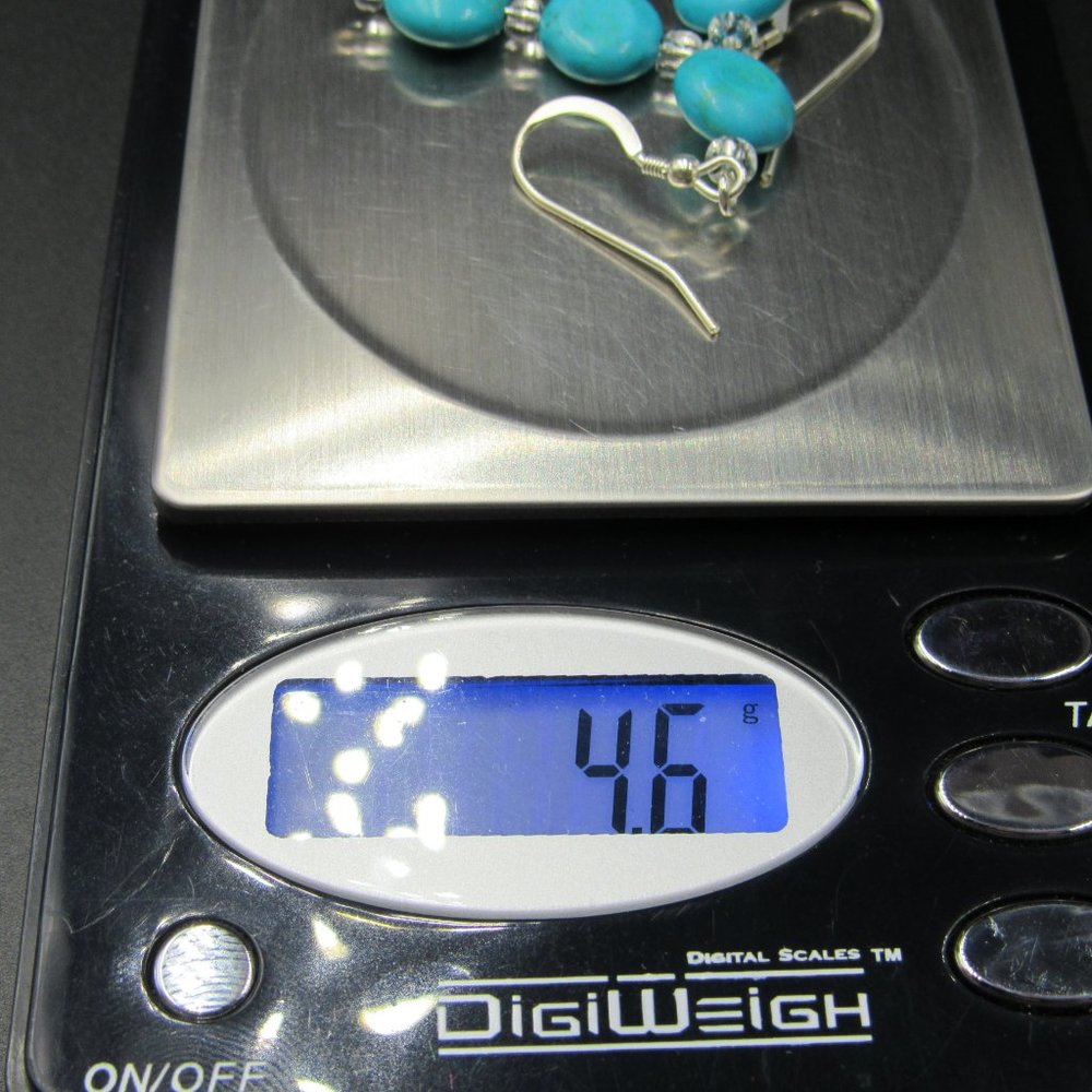 Sterling Silver Double Blue Stone Dangle Earrings - Picture 5 of 5